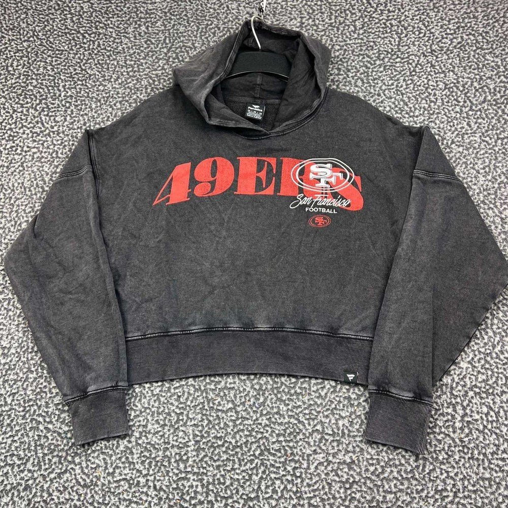 San Francisco 49ers NFL Hoodie Women Medium Gray Fanatics Cropped Pullover New M